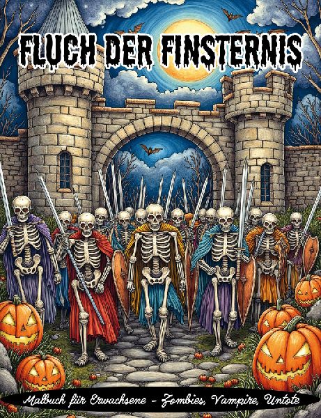 Fluch der Finsternis - Malbuch für Erwachsene - Halloween, Vampire, Untote, Zombies
