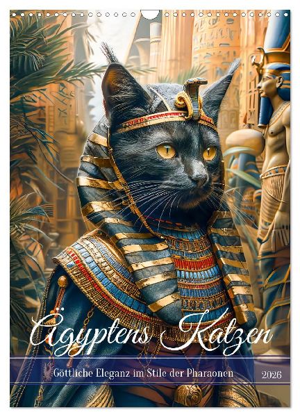 Ägyptens Katzen - Göttliche Eleganz im Stile der Pharaonen (Wandkalender 2026 DIN A3 hoch), CALVENDO Monatskalender