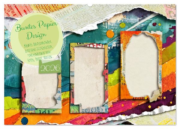 Buntes Papier Design (Wandkalender 2026 DIN A2 quer), CALVENDO Monatskalender
