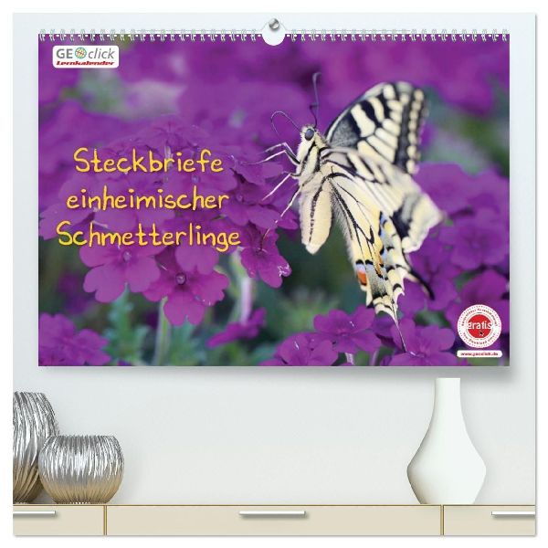 GEOclick Lernkalender: Steckbriefe einheimischer Schmetterlinge (hochwertiger Premium Wandkalender 2026 DIN A2 quer), Kunstdruck in Hochglanz