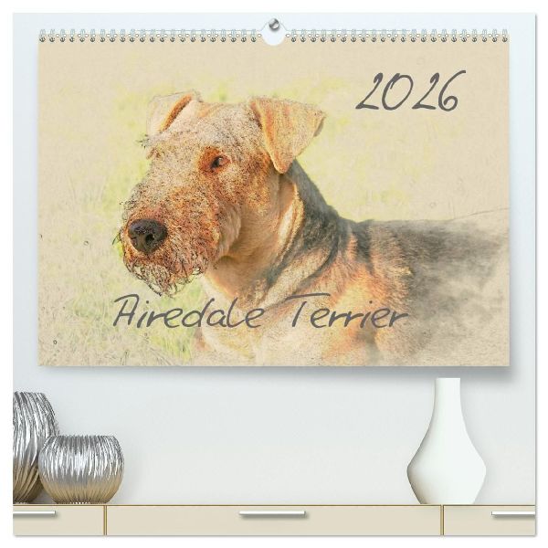 Airedale Terrier 2026 (hochwertiger Premium Wandkalender 2026 DIN A2 quer), Kunstdruck in Hochglanz
