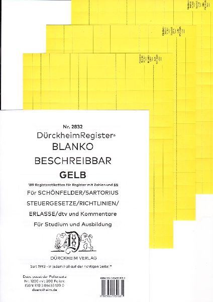 DürckheimRegister® BLANKO-GRÜN für Schönfelder/ Sartorius/ Steuergesetze/ Richtlinien/ Erlasse/ dtv und Kommentare