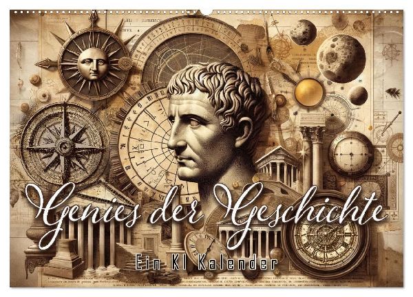 Genies der Geschichte - Ein KI Kalender (Wandkalender 2026 DIN A2 quer), CALVENDO Monatskalender