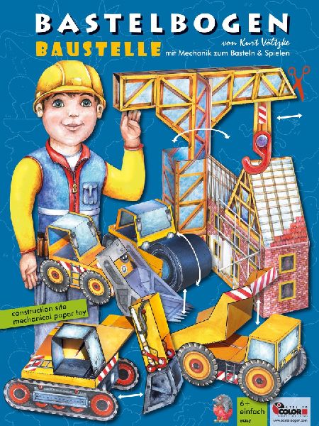 Baustelle Bastelbogen Baufahrzeuge basteln Ausschneidebogen
