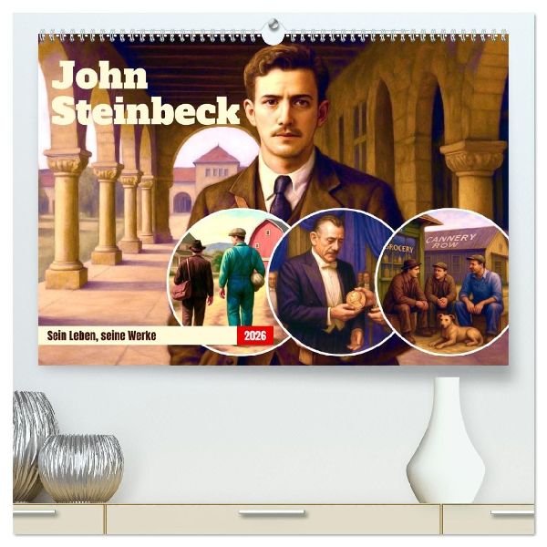 John Steinbeck (hochwertiger Premium Wandkalender 2026 DIN A2 quer), Kunstdruck in Hochglanz