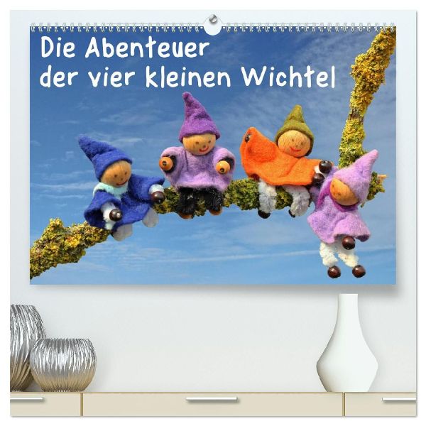 Die Abenteuer der vier kleinen Wichtel (hochwertiger Premium Wandkalender 2026 DIN A2 quer), Kunstdruck in Hochglanz