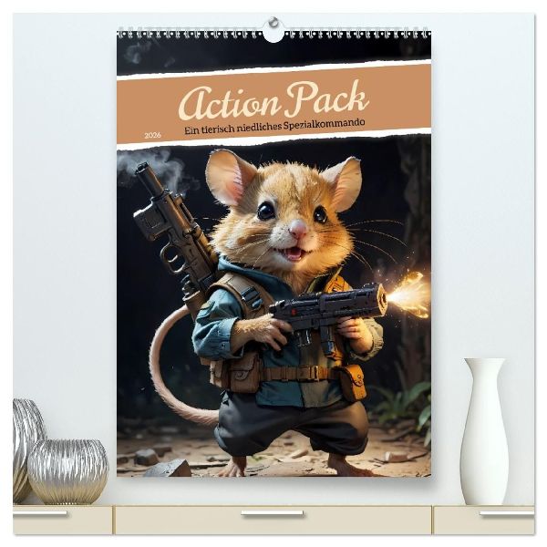 Action Pack - Ein tierisch niedliches Spezialkommando (hochwertiger Premium Wandkalender 2026 DIN A2 hoch), Kunstdruck in Hochglanz