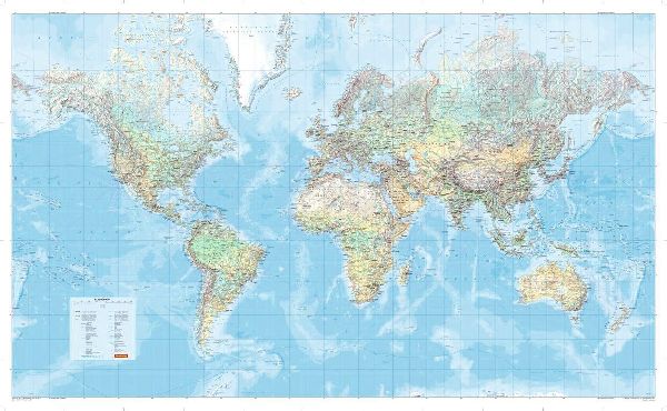 MARCO POLO Die Große Weltkarte (physisch) 1:30 000 000, plano in Hülse