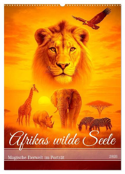Afrikas wilde Seele - Magische Tierwelt im Porträt (Wandkalender 2026 DIN A2 hoch), CALVENDO Monatskalender