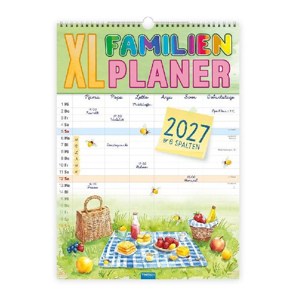 TRÖTSCH - Großbildkalender XL Familienplaner 2027 mit 6 Spalten