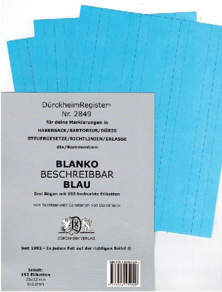 DürckheimRegister® BLANKO-BLAU beschreibbar für Gesetzessammlungen
