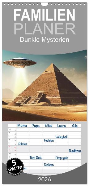 Familienplaner 2026 - Dunkle Mysterien mit 5 Spalten (Wandkalender, 21 x 45 cm) CALVENDO