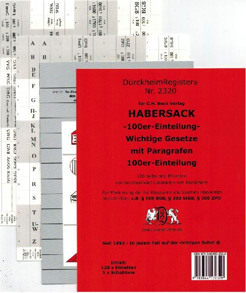DürckheimRegister® SCHÖNFELDER-100er-Einteilung - 2018-2022