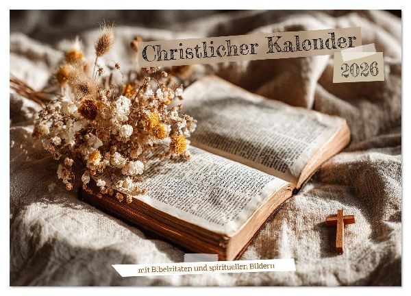Christlicher Kalender mit Bibelzitaten und spirituellen Bildern (Wandkalender 2026 DIN A4 quer), CALVENDO Monatskalender