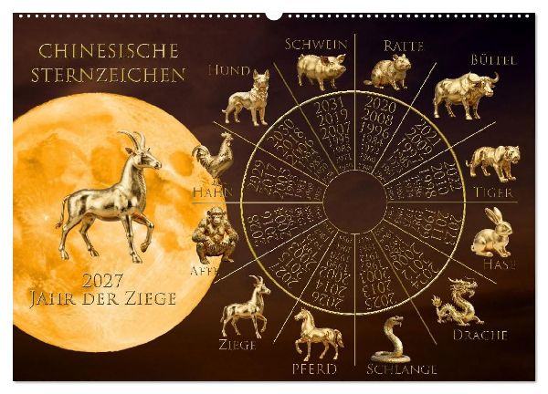Chinesische Sternzeichen (Wandkalender 2027 DIN A2 quer), CALVENDO Monatskalender