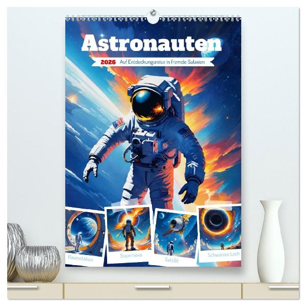 Astronauten. Auf Entdeckungsreise in fremde Galaxien (hochwertiger Premium Wandkalender 2026 DIN A2 hoch), Kunstdruck in Hochglanz