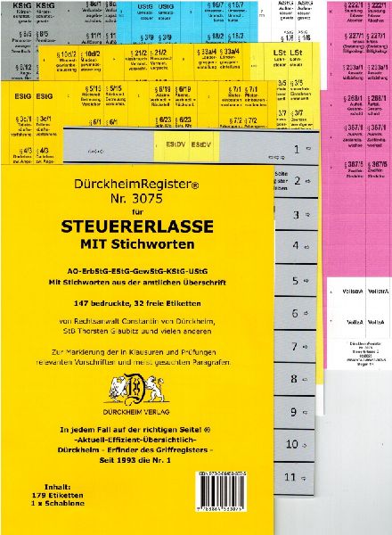 DürckheimRegister® STEUERERLASSE MIT Stichworten (2023)