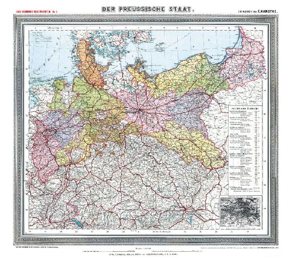 Historische Preussenkarte / DER PREUSSISCHE STAAT - 1905 [gerollt]
