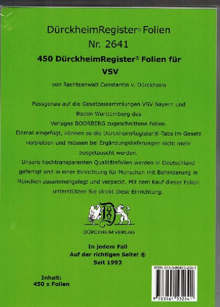 450 DürckheimRegister® -FOLIEN für die VSV-Bayern