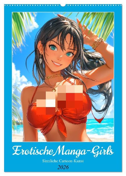 Erotische Manga-Girls. Sinnliche Cartoon-Kunst (Wandkalender 2026 DIN A2 hoch), CALVENDO Monatskalender