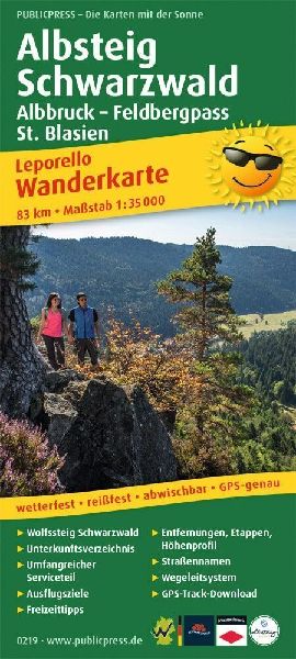Albsteig, Schwarzwald, Albbruck - Feldbergpass, St. Blasien 1:35 000