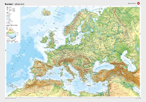 Posterkarten Geographie: Europa: physisch