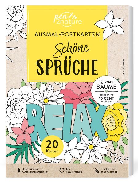 Ausmal-Postkarten Schöne Sprüche | 20 Karten
