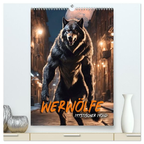 Werwölfe - mystischer Mond (hochwertiger Premium Wandkalender 2026 DIN A2 hoch), Kunstdruck in Hochglanz