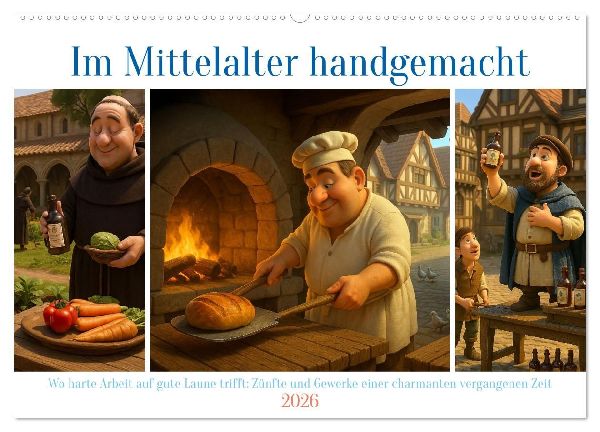 Im Mittelalter handgemacht (Wandkalender 2026 DIN A2 quer), CALVENDO Monatskalender
