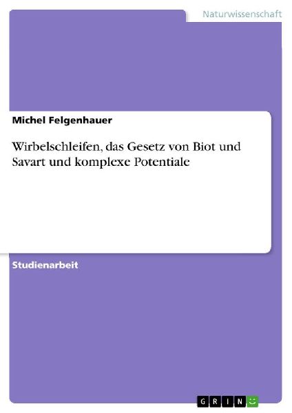 Wirbelschleifen, das Gesetz von Biot und Savart und komplexe Potentiale
