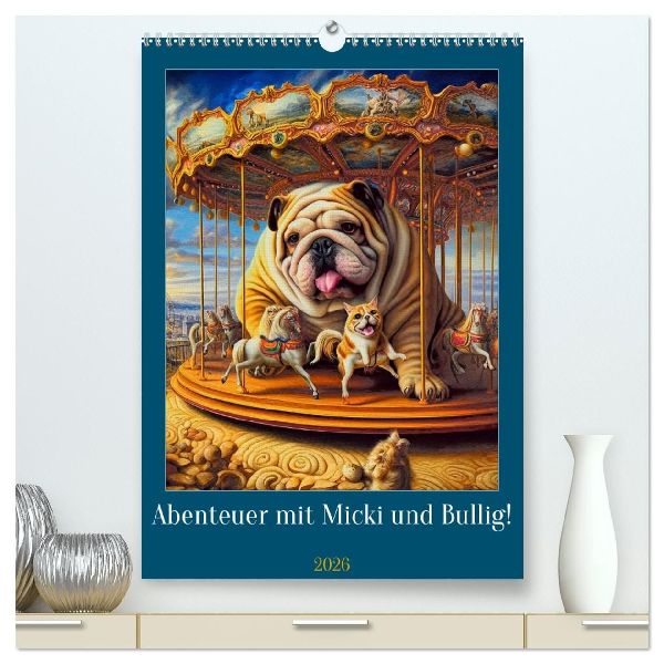 Abenteuer mit Micki und Bullig! (hochwertiger Premium Wandkalender 2026 DIN A2 hoch), Kunstdruck in Hochglanz